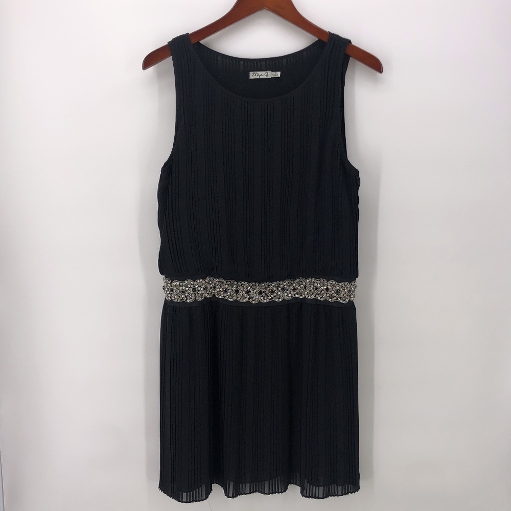 Eliza J Black Rhinestone Flapper Roaring 20s Dress